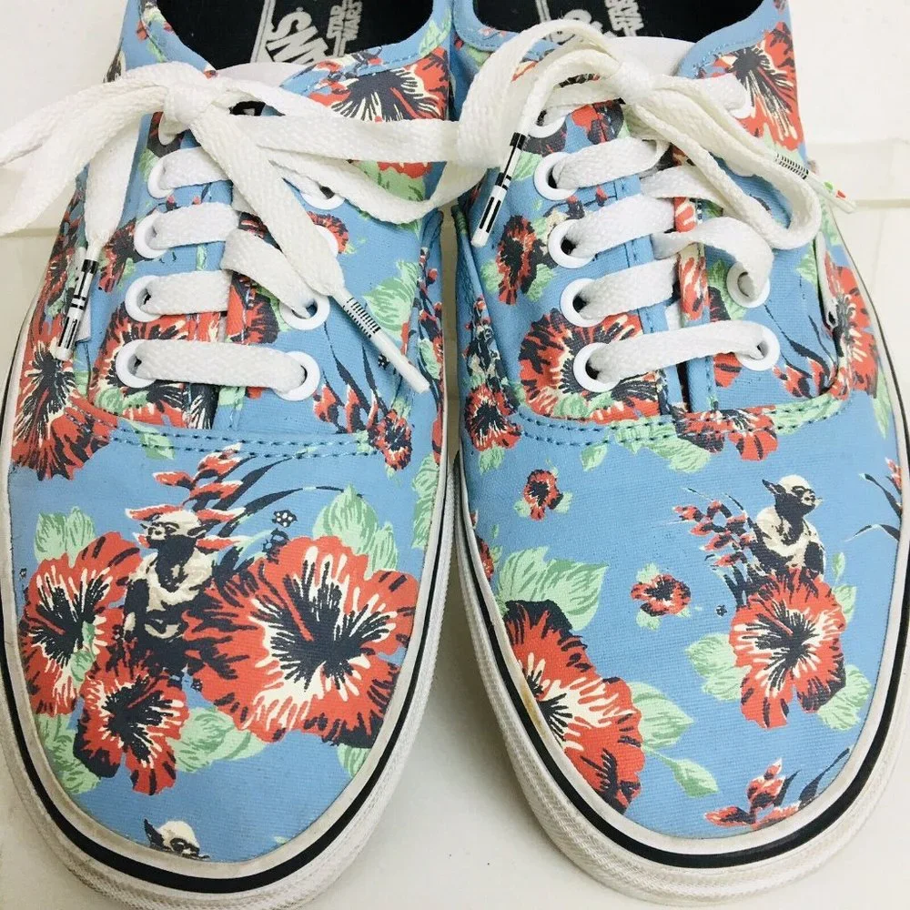 Vans x Star Wars Yoda Floral Canvas Sneakers Blue Print Shoes
